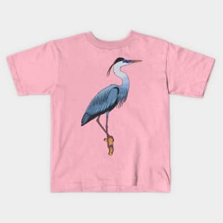 Great blue heron cartoon illustration. Kids T-Shirt